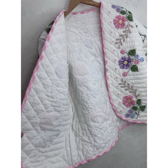 Handmade Crossstitch Upcycled Mentorsilly Jacket Size Large - Picture 8 of 12